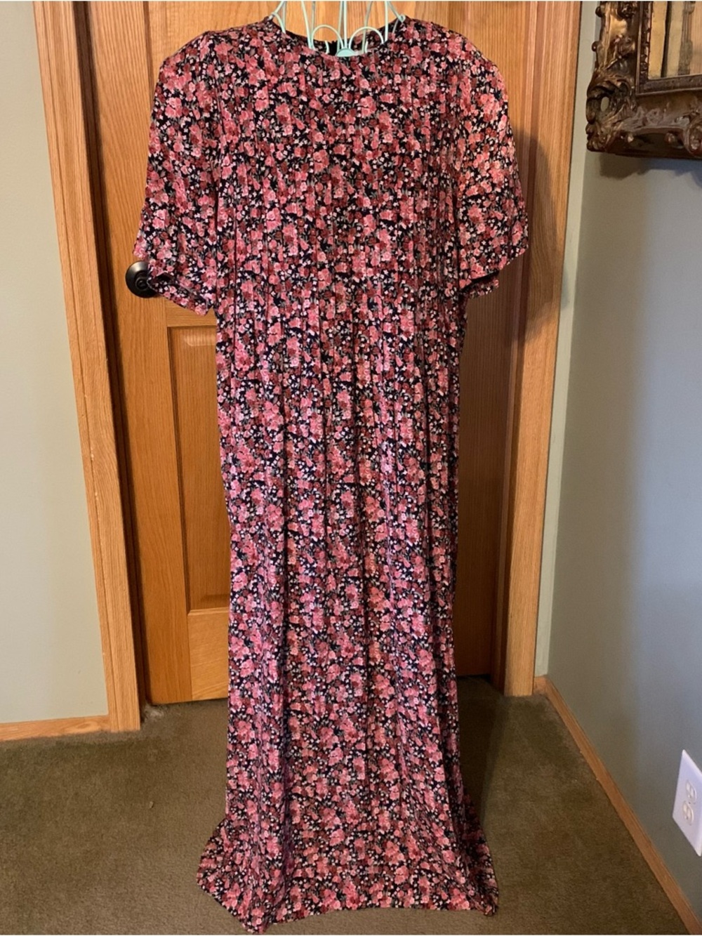 K Studio Womens Floral Shift Dress Size 18 Y2K 90's Short Sleeve Tie Back Zip